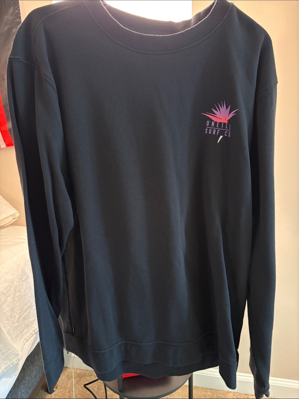 O'Neill Men's Dark Navy Crewneck Sweatshirt with Pink Logo
